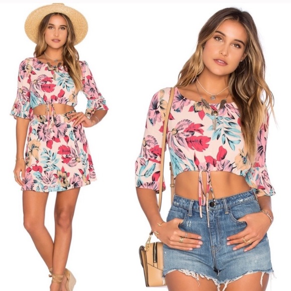 🌸For Love & Lemons Floral Skirt Crop Top Set Size Small - Picture 12 of 12